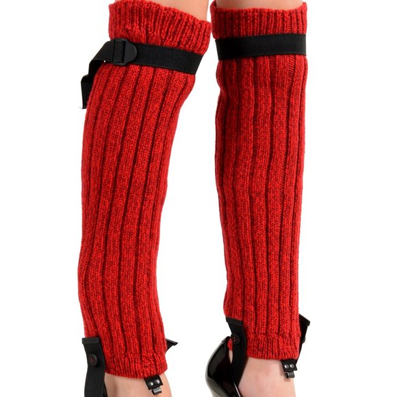 Moncler Women's Red Wool Knitted Leg Warmers - Picture 1 of 8